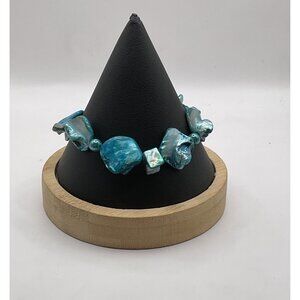 Blue Iridescent Shell Adjustable Bracelet